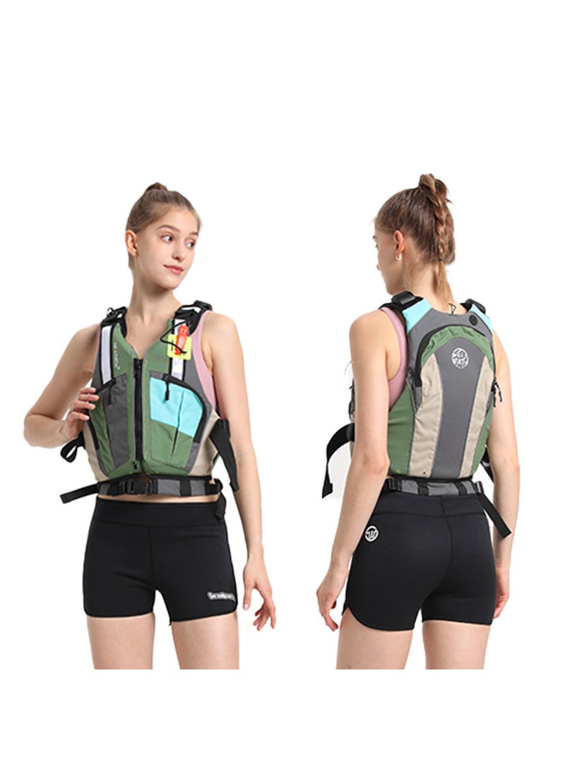 Generic Vipas 100N Adult Life Vest High Buoyancy Fishing Boating Green S/M 