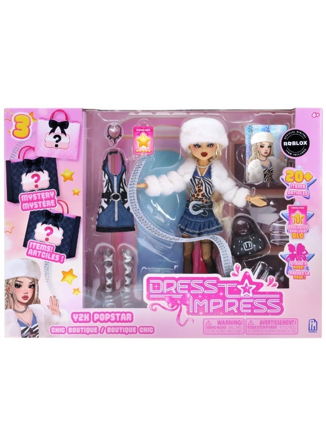 PhatMojo Dress To Impress Y2K Popstar Doll with 20+ Fashion Accessories, 3 Mystery Surprises , Deluxe Playset - Image 3