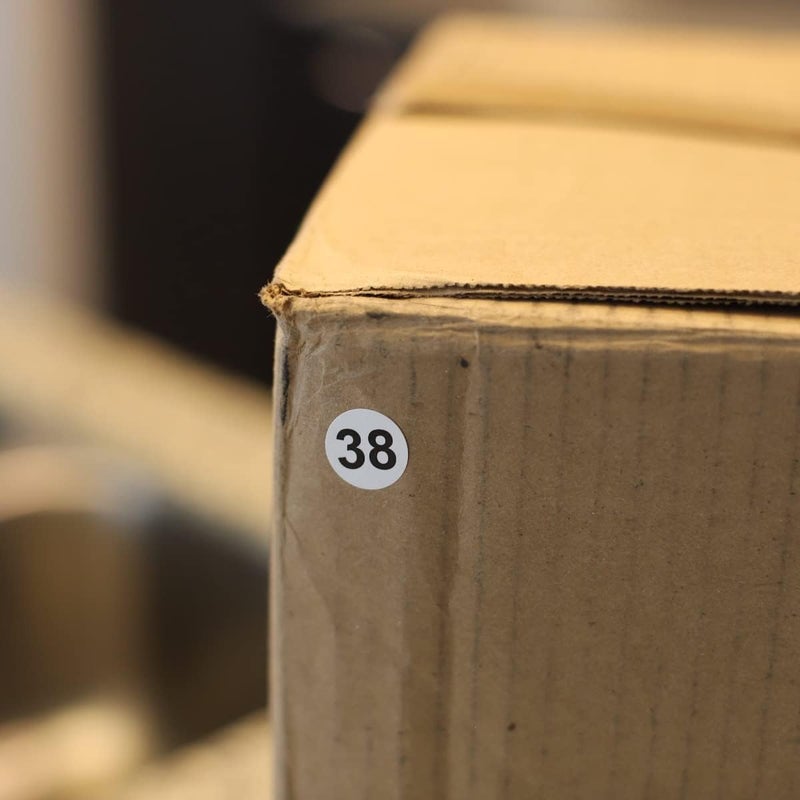 InStockLabels.com White with Black Number 38 Circle Dot Stickers, 3/4 Inch Round, 500 Labels on a Roll for Organization and Inventory - Semi-Gloss Finish - Made in The USA - Image 2