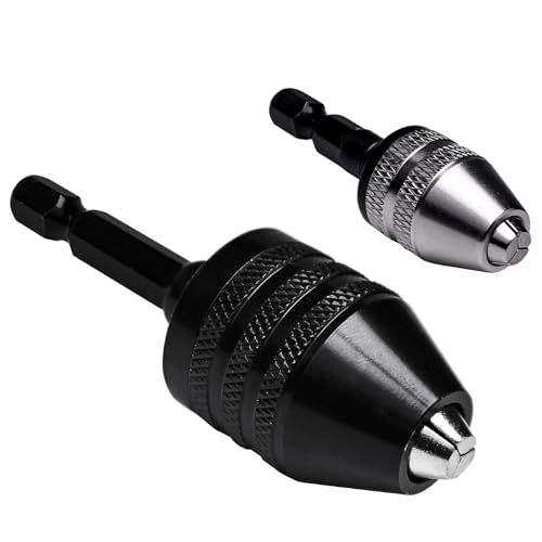 KPROE 2 Pieces Keyless Drill Chuck Adapter Set, 1/4 Inch Hex Shank Quick Change Drill Bit Converter, 0.3-3.6mm and 0.6-8mm for Impact Drivers and Power Drills Compatible with Milwaukee, DeWalt, Makita - Image 2