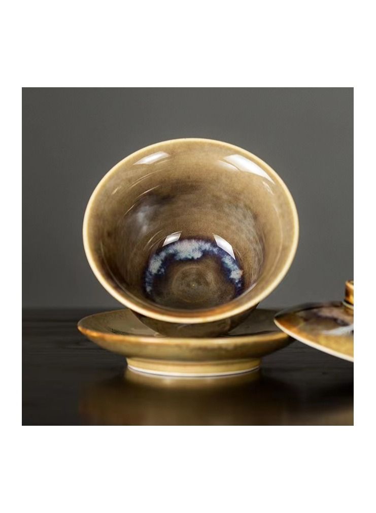 1-Set Chinese Old Porcelain Blue and White Bowl Tea Set,Chinese Tea Bowl with Cover Tray and Cups,Chinese Traditional Handicraft Ceramic Tea Set - Image 3