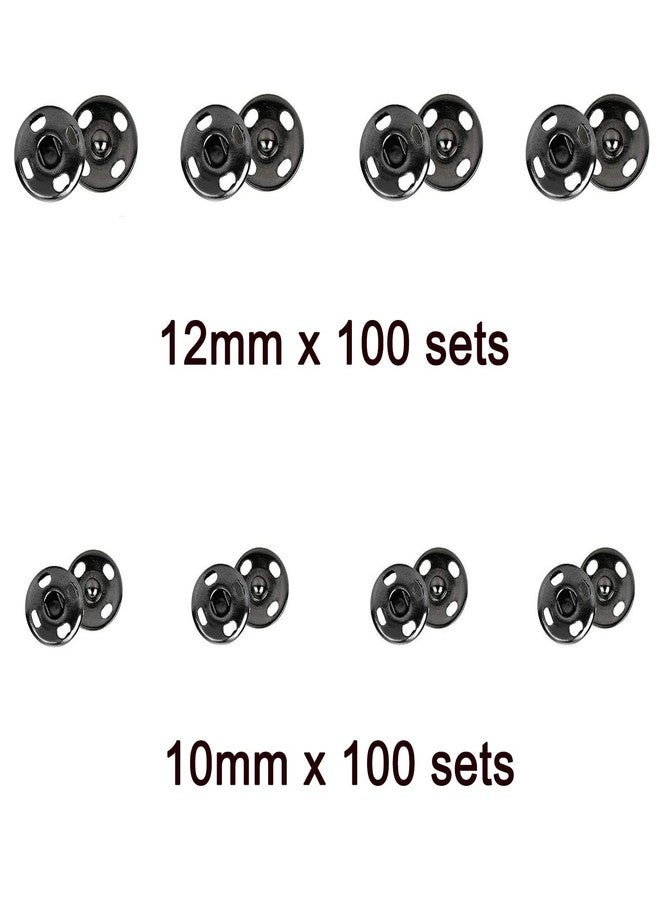 BetterJonny 200 Sets Sew-on Snap Buttons, BetterJonny 12mm and 10mm Metal Snaps Fasteners Press Studs Buttons for Sewing Clothing Black - Image 3