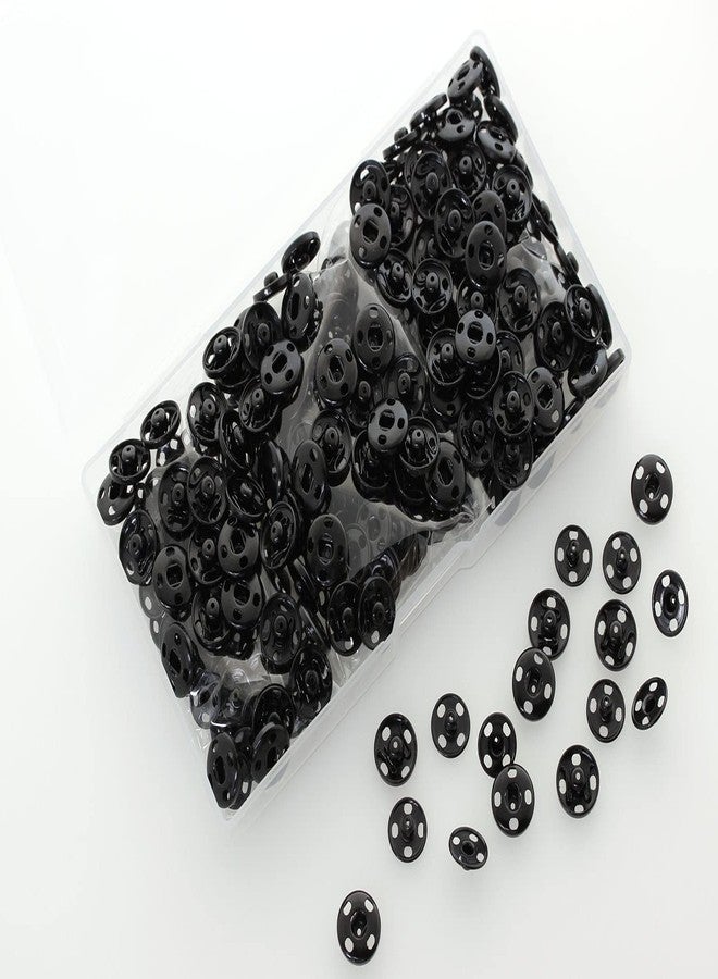 BetterJonny 200 Sets Sew-on Snap Buttons, BetterJonny 12mm and 10mm Metal Snaps Fasteners Press Studs Buttons for Sewing Clothing Black - Image 2