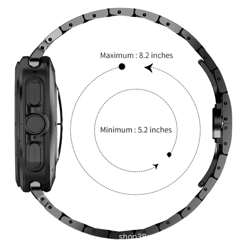 AD Black Stainless Steel Link Smartwatch Band Compatible with Samsung Galaxy Watch 8 Classic with Adjustable Fit Replacement Strap for Daily Wear - Image 4