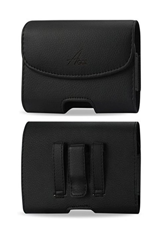 AGOZ Premium Leather Belt Clip Case for Samsung Galaxy A10e, Galaxy J3 Sky 4G LTE SM-S320, Galaxy J3 Luna Pro S327VL, Pouch Holster with Belt Clip & Belt Loops Black - Image 1