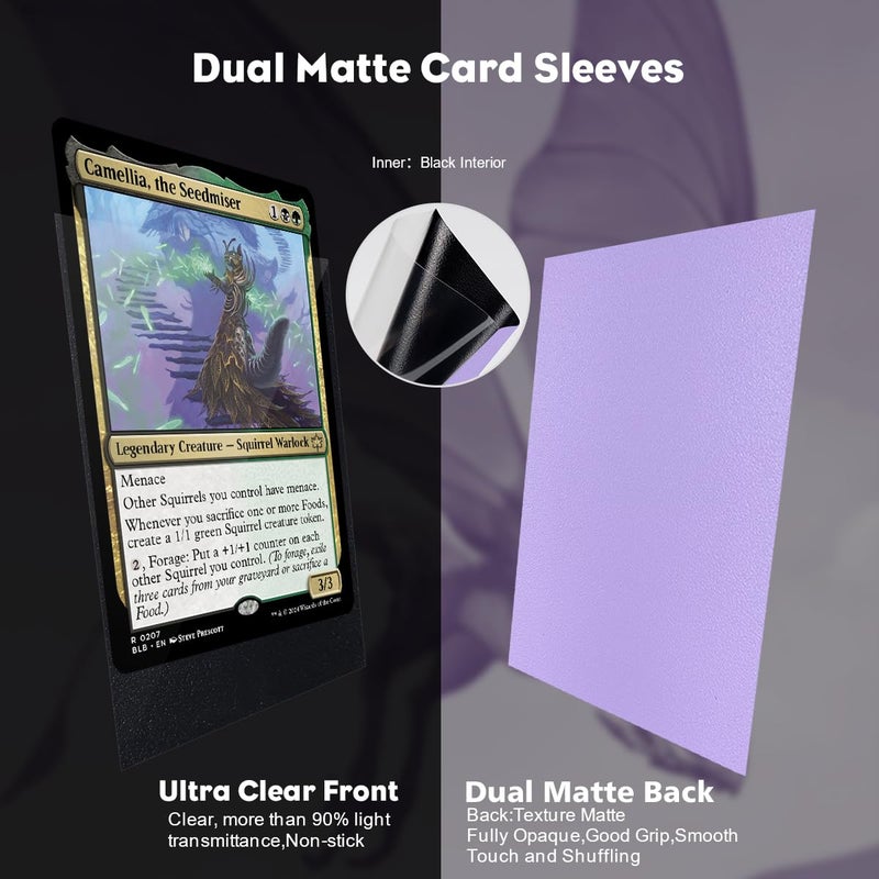 Katomula Orchid Violet Dual Matte Card Sleeves, Katomula 100PCS Card Sleeves for MTG, Standard Card Sleeve for PKM, Flesh & Blood - Image 3