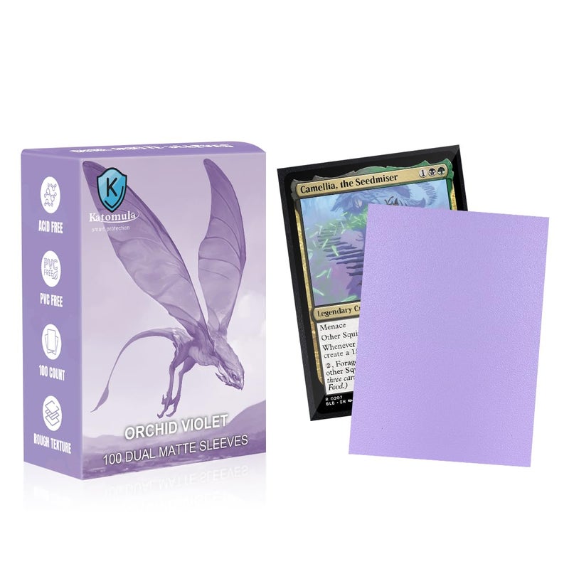 Katomula Orchid Violet Dual Matte Card Sleeves, Katomula 100PCS Card Sleeves for MTG, Standard Card Sleeve for PKM, Flesh & Blood - Image 1