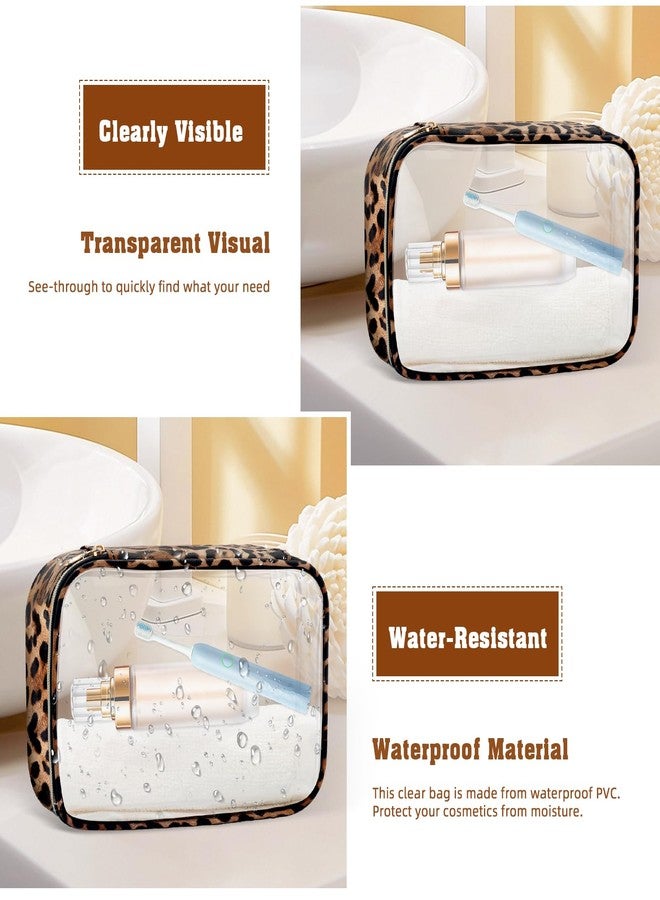 Tmtains 3Pcs Clear TSA Approved Toiletry Bag Cheetah Print Clear Makeup Bag with Zipper Large Small Mini Quart Size Travel Essentials Bags for Women Men Portable Cosmetic Pouch Travel Christmas Gifts - Image 5