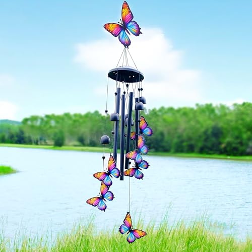 HUVNSOCH Butterfly Wind Chimes for Outside Black Metal Windchimes Outdoors Butterflies Gifts for WomenMen GardenYard Decor MemorialBirthday Gifts for GrandmaMom Durable Chimes for Outdoors - Image 3