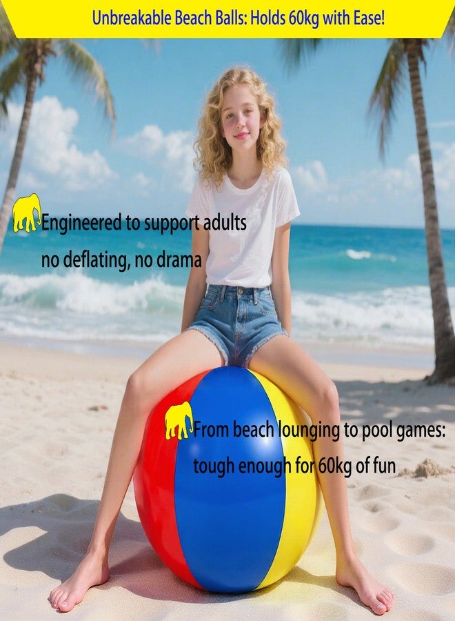 Nujzuir Diameter 28''/semi-Circumference 44'' Extra Large Inflatable Beach Ball for Summer Pool Party Birthdays Beach Themed Decorations Rainbow Beach Pool Park Fun Party Gifts Favors - Image 3