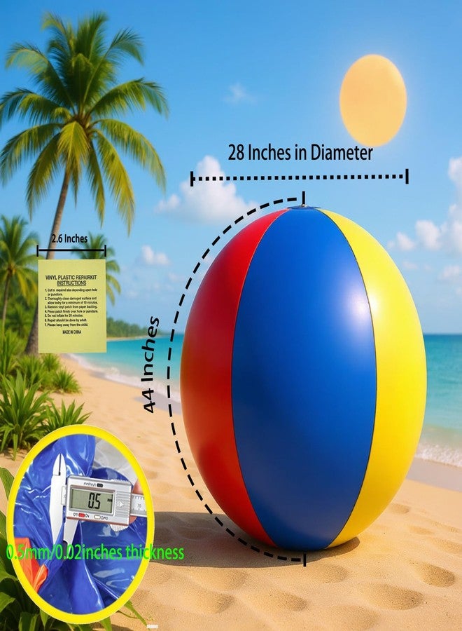 Nujzuir Diameter 28''/semi-Circumference 44'' Extra Large Inflatable Beach Ball for Summer Pool Party Birthdays Beach Themed Decorations Rainbow Beach Pool Park Fun Party Gifts Favors - Image 2