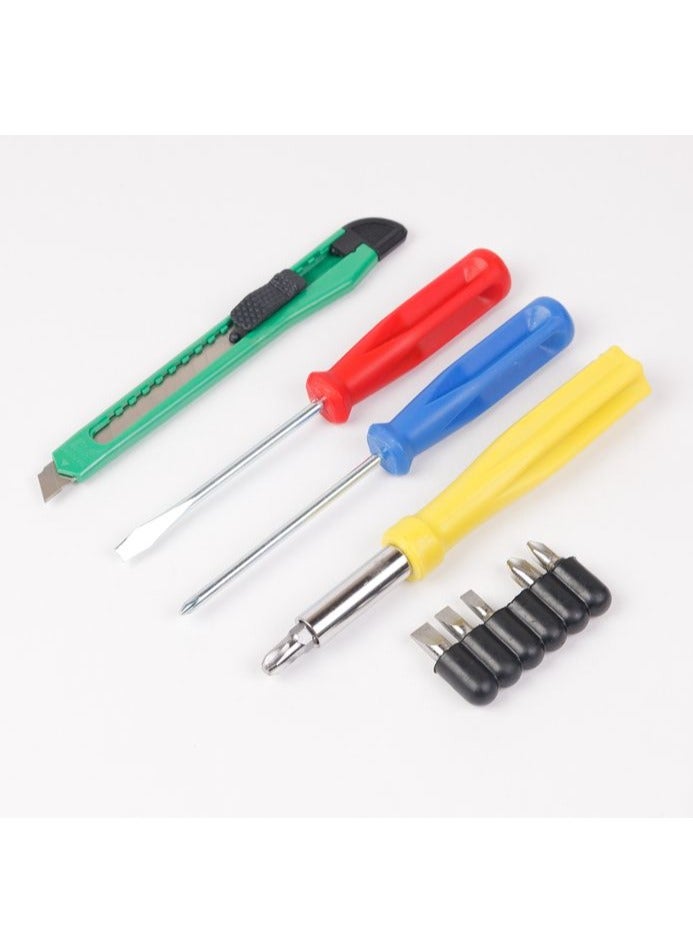 WMC TOOLS 10-Piece Hand Tool Set with Screwdriver Bit Holder 120mm, PH and SL Bits, Screwdrivers and Utility Knife in Blister Packaging - Image 1