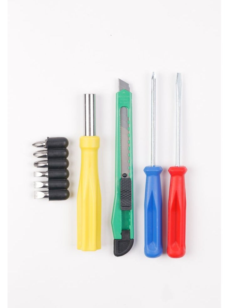 WMC TOOLS 10-Piece Hand Tool Set with Screwdriver Bit Holder 120mm, PH and SL Bits, Screwdrivers and Utility Knife in Blister Packaging - Image 2