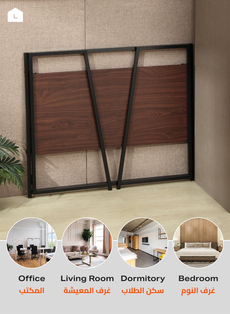 لوازم طاولة قابلة للطي - بني - 100×53.3×85.5 سم - مكتب كمبيوتر منزلي بدون تركيب بسطح خشبي وأرجل حديد - مناسبة للمكتب المنزلي والدراسة والمساحات الصغيرة والاستخدام المؤقت - Image 5