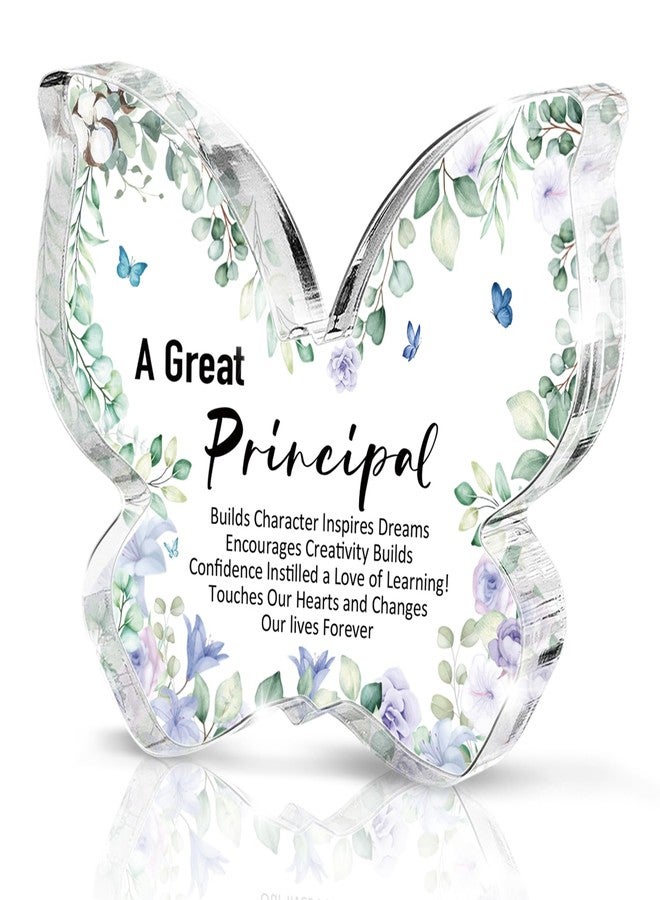 SHLINCO Principal Appreciation Gift - Butterfly Shaped Acrylic Desk Sign, Suitable for Retired Educators, School Administrators Office Decoration, 4.7" x 3.2", Retirement Keepsake - Image 1