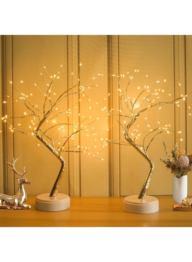 YIQU 2 Pack Fairy Light Spirit Tree for Indoor Christmas Decorations, 20" Table Top Small Christmas Tree with 108 LED Warm White Lights, Artificial Bonsai Tree Light for Home Room Bedroom DIY Decor  - Image 1