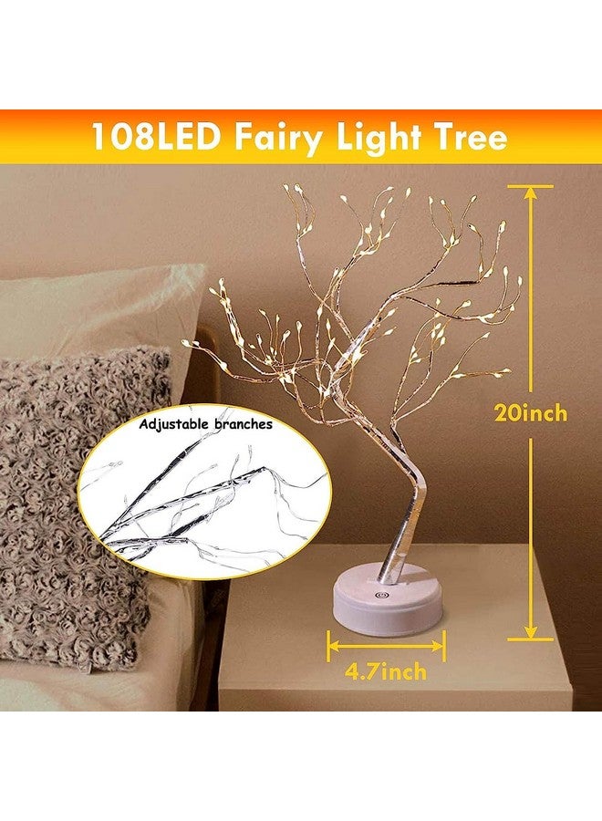 YIQU 2 Pack Fairy Light Spirit Tree for Indoor Christmas Decorations, 20" Table Top Small Christmas Tree with 108 LED Warm White Lights, Artificial Bonsai Tree Light for Home Room Bedroom DIY Decor  - Image 2