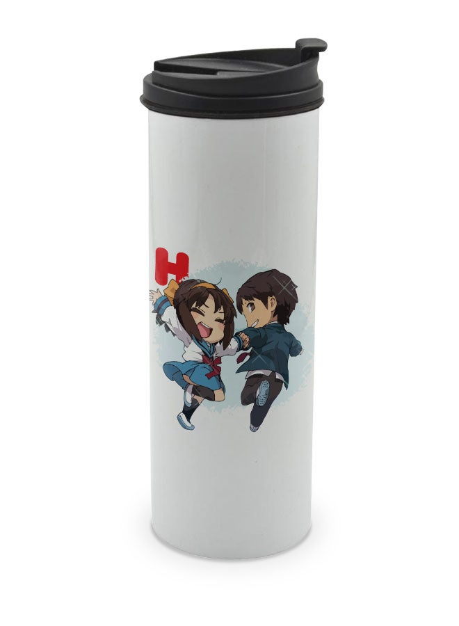 LIT Haruhi Suzomiya White Tumbler for Hot Drinks Cute Couple White Tumbler Haruhi Waifu Travel Coffee Tumbler Haruhi Suzomiya The Melancholy of Haruhi Suzumiya-Anime Character Fan - Image 1
