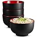 KooK Japanese Ceramic Noodle Bowl, Pho, Ramen, Deep Interior, Black and Red, capacity limit 34 oz - Set of 4 - Image 2