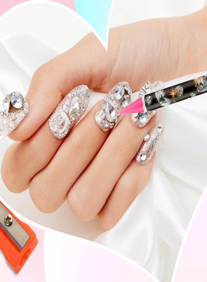 Telooco 4Pcs Rhinestone Picker Tool Self Adhesive Wax Pencil Diamond Art Tools Rhinestone Applicator Nail Point Drill Pen Resin Picker Dotting for Nail Art DIY with Pencil Sharpener - Image 5