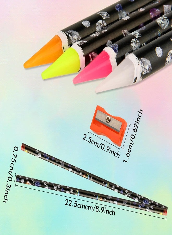 Telooco 4Pcs Rhinestone Picker Tool Self Adhesive Wax Pencil Diamond Art Tools Rhinestone Applicator Nail Point Drill Pen Resin Picker Dotting for Nail Art DIY with Pencil Sharpener - Image 2