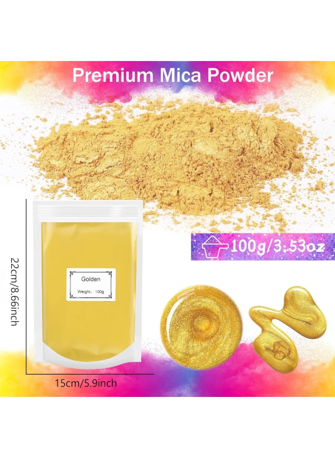 100g Mica Powder - Metallic Epoxy Resin Pigment Epoxy Resin Dye - Soap Dye, Powder Dye for Resin Making, Jewellery, Soap, Slime, Bombs, Bath, Candles (Gold)  - Image 3