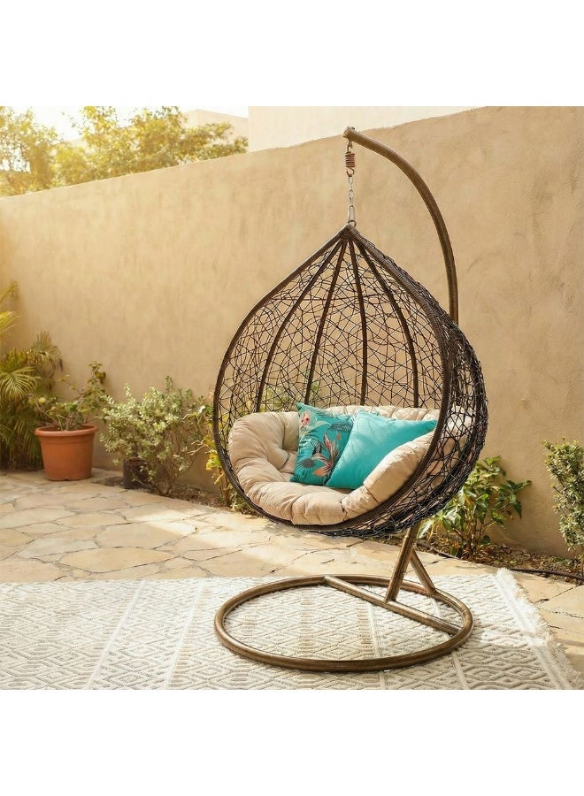 DANUBE HOME Alfa Swing Chair | Modern Design Hanging Chair | 1 Seater Hammock Chair | Heavy Duty Swing Chairs For Indoor, Outdoor, Garden | L 124 X W 105 X D 74 Cm - Beige - Image 1