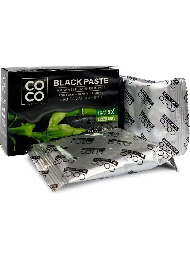 Coco Wax – Washable Hair Remover, Black Paste, 100% Natural, Improved Formula with Extra Strength 2X Double Power – For Face & Sensitive Areas, 100g (Charcoal Bamboo) - Image 4