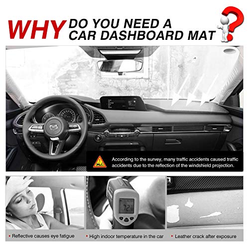 Autorder Dashboard Cover Mat for Mazda 3 2019-2025 Accessories Dash Cover Flannel Dash Mat Sunshade Glare UV Rays Protector (Without HUD) - Image 2
