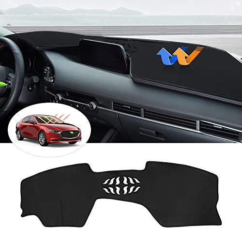 Autorder Dashboard Cover Mat for Mazda 3 2019-2025 Accessories Dash Cover Flannel Dash Mat Sunshade Glare UV Rays Protector (Without HUD) - Image 1