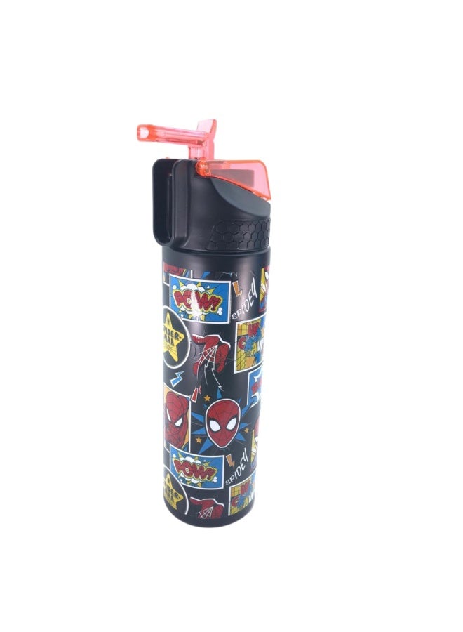 i-kola BLACK SPI DE 520 ML Kids Water Bottle for School | BPA-Free Stainless Steel Water Bottle for Boys & Girls | Leakproof, Unbreakable, Easy to Drink, Quick Open Lock (TS-9209 BS 1) - Image 2