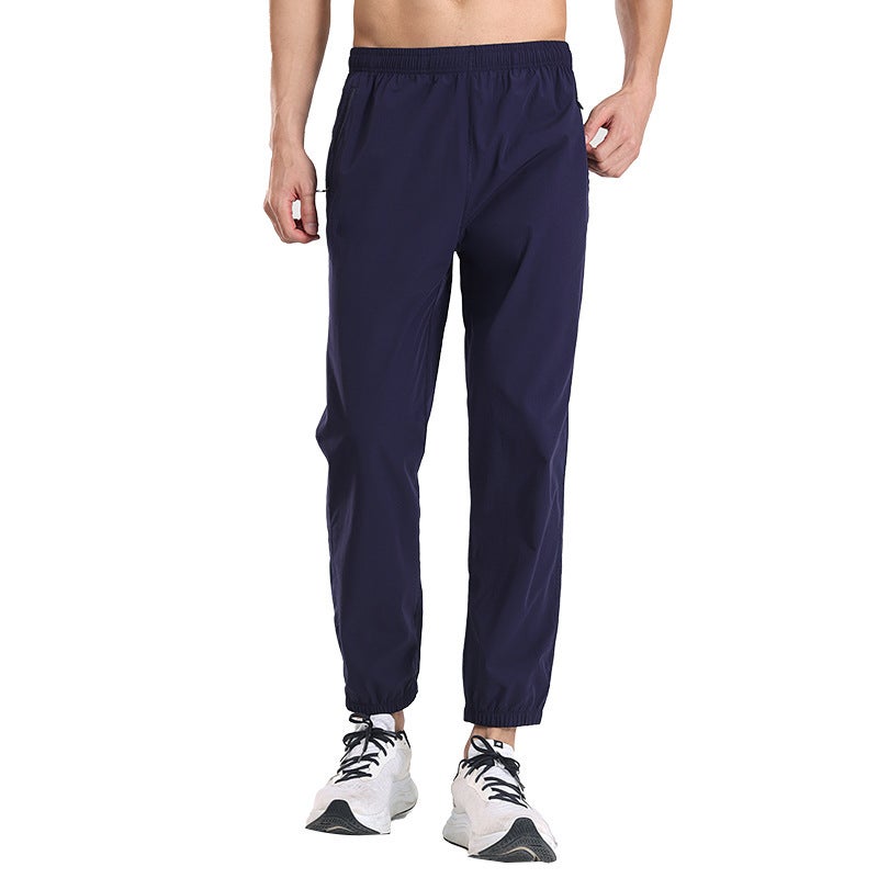 New Quick-Dry Sports Pants, Breathable Ice Silk Long Trousers for Basketball Training and Fitness, Black Jogger Sweatpants