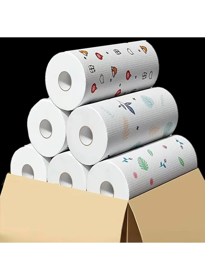 5 Rolls Decorative Printed Kitchen Paper Towels High Absorbency Quick Dry Cleaning Cloths - Image 2
