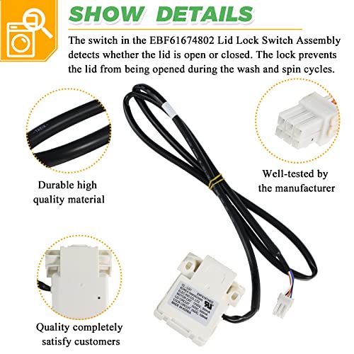 Techecook EBF61674802 EBF60665201 Washer Lid Lock Switch NEW OEM Replacement Part by Techecook - Replacement for L-G and Ken more Washing Machine - Replaces PS8751171, AP5785599, 2703681, EAP8751171 - Image 2
