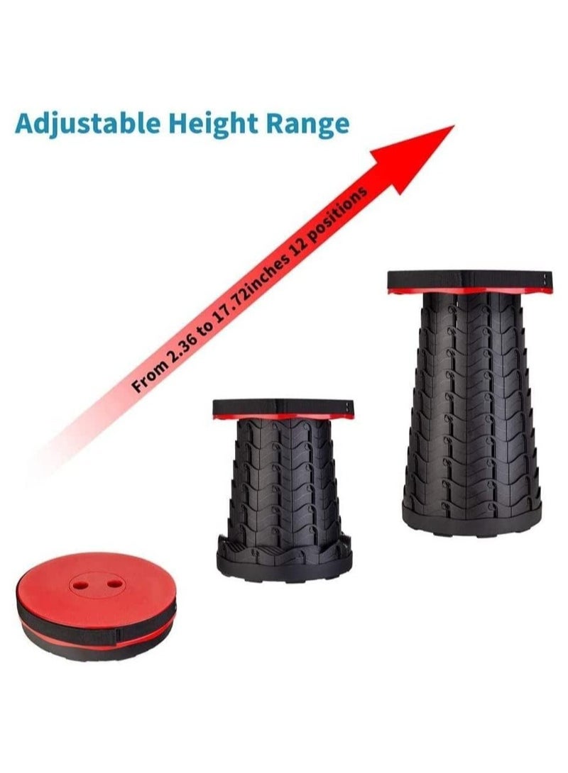 Generic Upgraded-Portable Collapsible Folding Stool, Retractable Telescoping Foldable Camping Stool for Adults for Outdoor Fishing Hiking Gardening Travel BBQ Red.  - Image 5