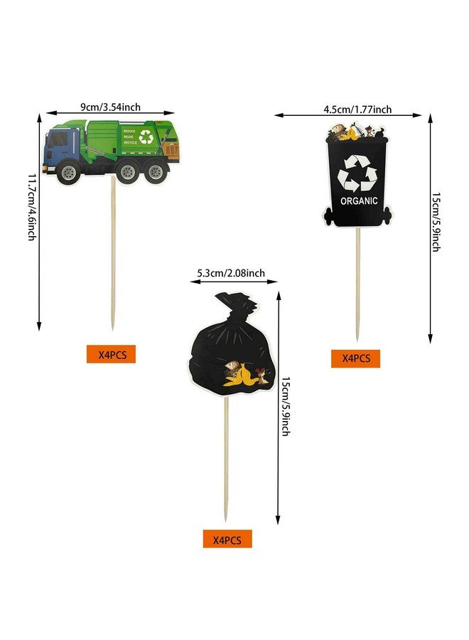 MUMULULU Garbage Truck Birthday Party Supplies Garbage Truck Cupcake Toppers For Trash Truck Waste Management Recycling Party Supplies - Image 2