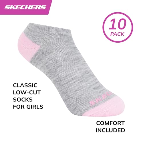 SKECHERS جوارب سكيشرز للفتيات - عبوة 10 قطع، للاستخدام اليومي للأطفال، ناعمة ومريحة، رمادي فاتح متعدد الألوان، 5-6.5 - Image 2