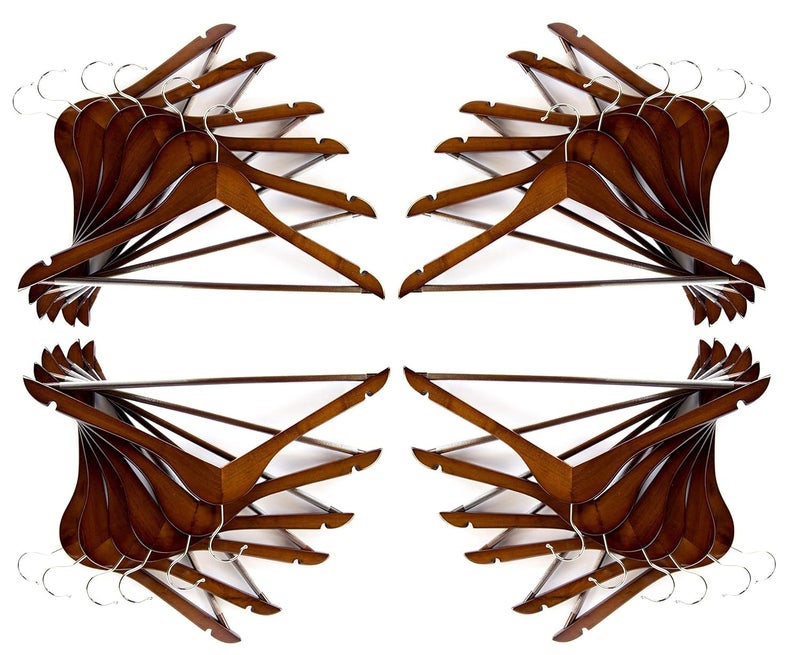 Barebeauty Cherry Wooden Wardrobe Storage Suit Hangers Premium Wood with Notches Chrome Swivel Hook for Dress Clothes Coats Jackets Pants Shirts Skirts 12 35 - Image 2