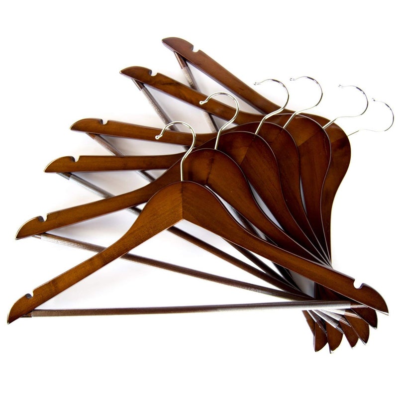Barebeauty Cherry Wooden Wardrobe Storage Suit Hangers Premium Wood with Notches Chrome Swivel Hook for Dress Clothes Coats Jackets Pants Shirts Skirts 12 35 - Image 1