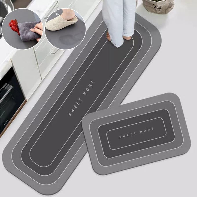 KITCHEN RUGS 2 PIECE SET ANTIFATIGUE WATERPROOF NONSLIP KITCHEN MAT AND RUNNER RUGS WASHABLE COMFORT STANDING MAT FOR KITCHEN SINK BATHROOM40 6040 120