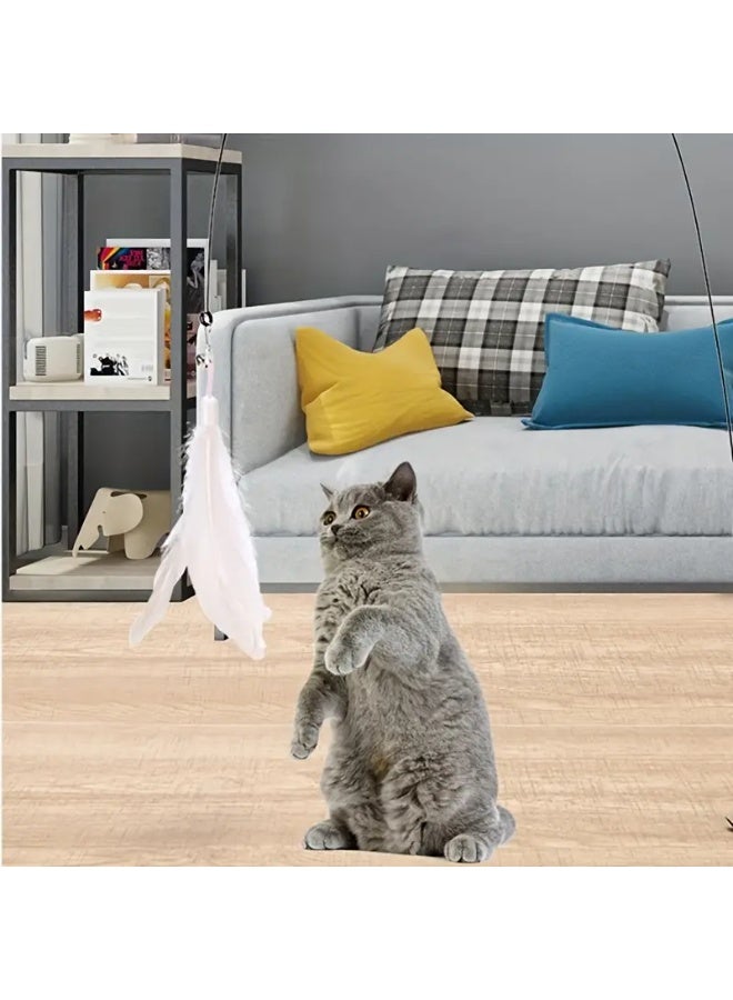 لعبة قطط تفاعلية مع جرس وقاعدة كأس شفط وريش صناعي ملون - قضيب فولاذي متين لمرح لا نهاية له، مثالية للسلالات الصغيرة، لعب تفاعلي |لعب تفاعلي |لعب ريش نابض بالحياة |قاعدة كأس شفط، بدون بطارية - Image 2