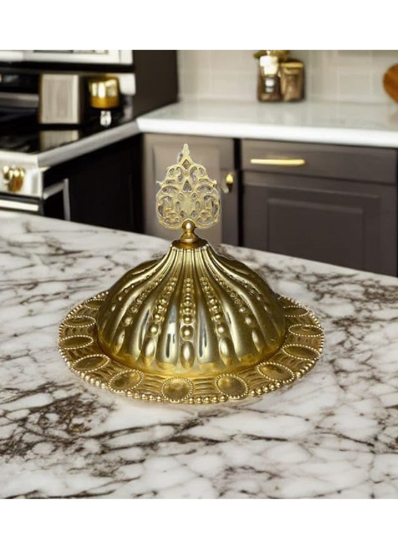طبق تقديم بلاستيك تصميم أنيق للتمور والوجبات الخفيفة والمكسرات واللوز ديكور المنزل رمضان طبق تقديم ذهبي طبق تقديم الطعام، بلاستيك، أنيق، رمضان - Image 2