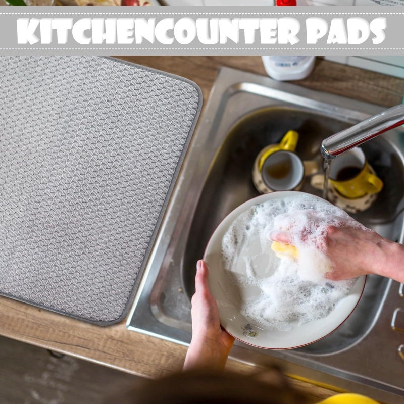 Large Absorbent Microfiber Dish Drying Mat 19 68x15 74 Inch Quick Dry Kitchen Counter Pad Machine Washable Beige - Image 4