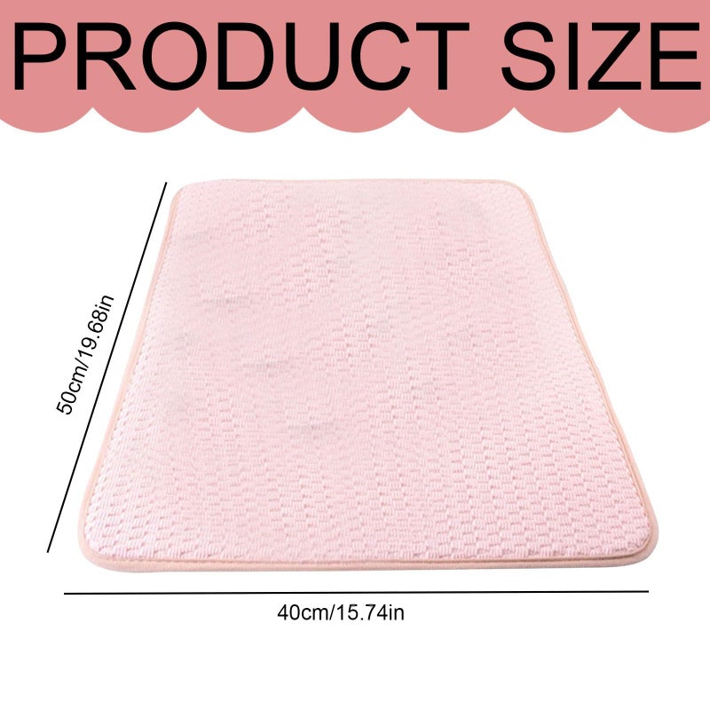 Large Absorbent Microfiber Dish Drying Mat 19 68x15 74 Inch Quick Dry Kitchen Counter Pad Machine Washable Beige - Image 3
