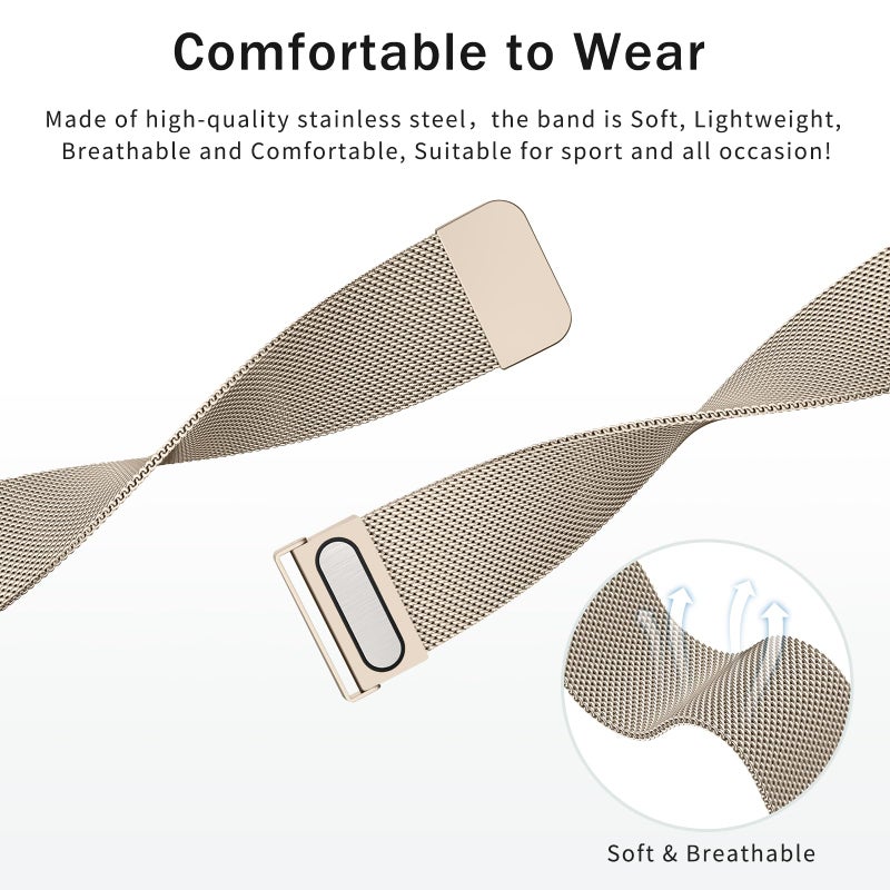 Meliya Metal Watch Bands, 20mm 22mm Quick Release Watch Strap, Stainless Steel Mesh Replacement band for Women Men (20mm, Champagne) - Image 3