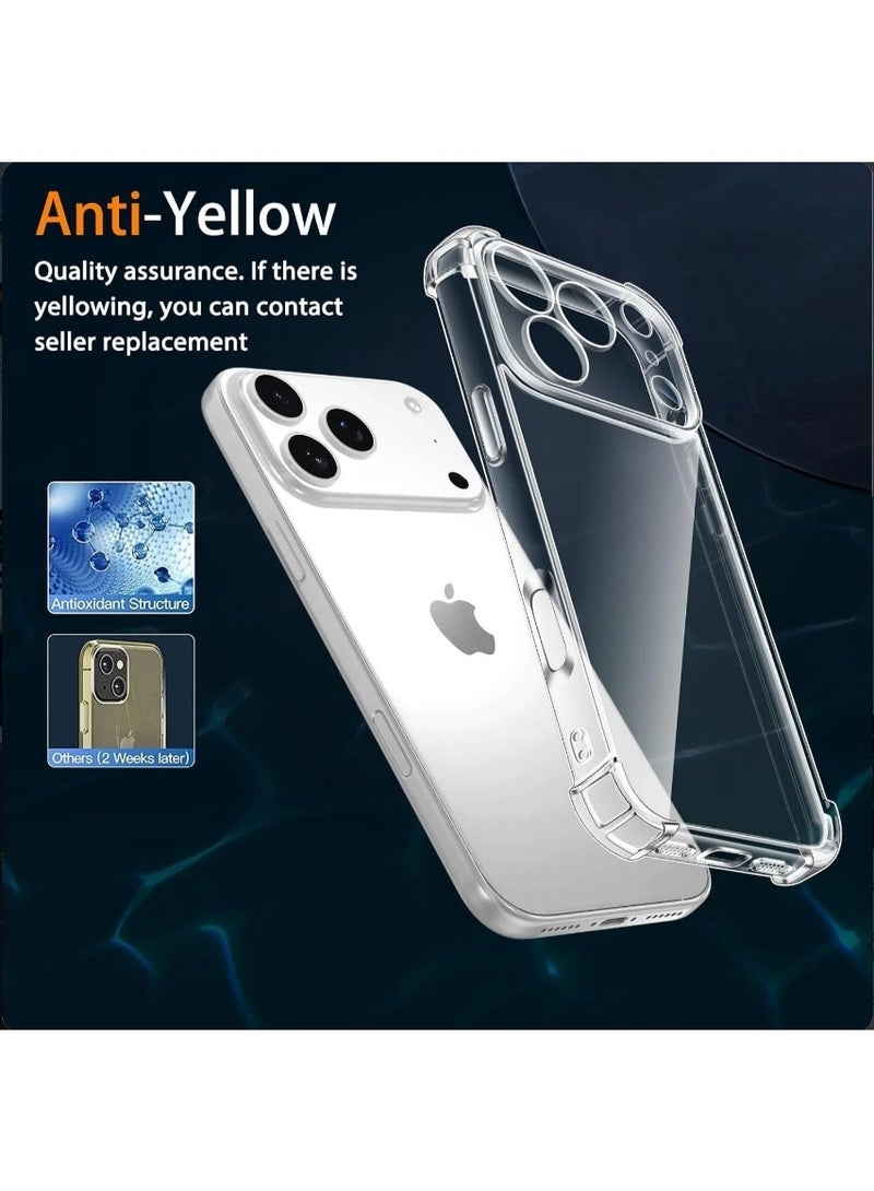 جراب شفاف مقاوم للصدمات لهاتفآيفون 17 برو ماكس، حماية عسكرية، زوايا معززة، تصميم نحيف، غطاء TPU مرن وناعم، شفاف تمامًا - Image 4