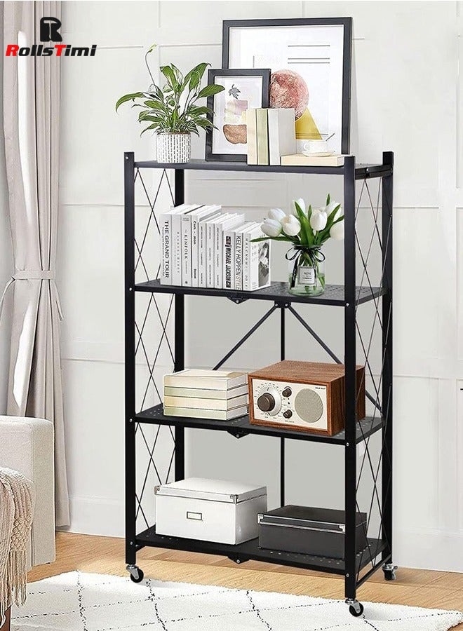 RollsTimi  Iron kitchen storage and organization rack, 4 foldable shelves, with four wheels - Image 1