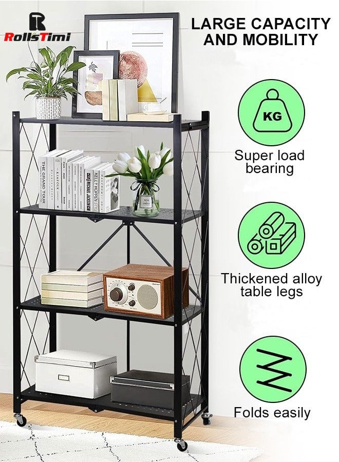 RollsTimi  Iron kitchen storage and organization rack, 4 foldable shelves, with four wheels - Image 2