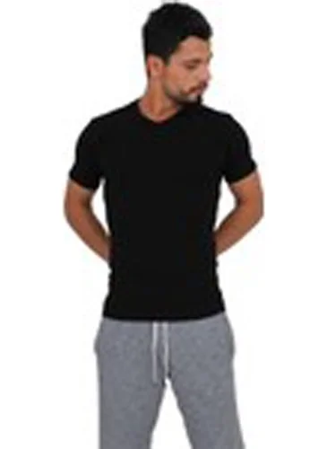 Tutku 6-Pack Passion Men's Rib V Neck Undershirt Black