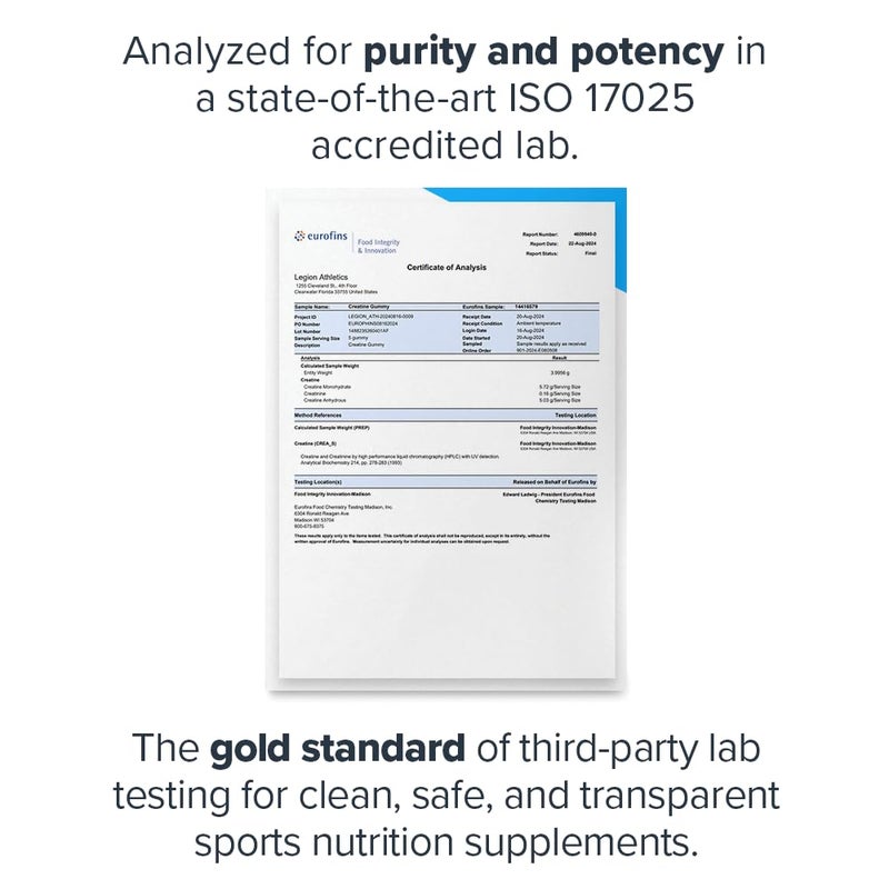 Legion Athletics Creatine Gummies, Creatine Monohydrate Supplement, Sour Green Apple, Boosts Muscle Growth + Enhances Recovery, Dietary Supplement, 30 Servings, 120 Gummies - Image 4